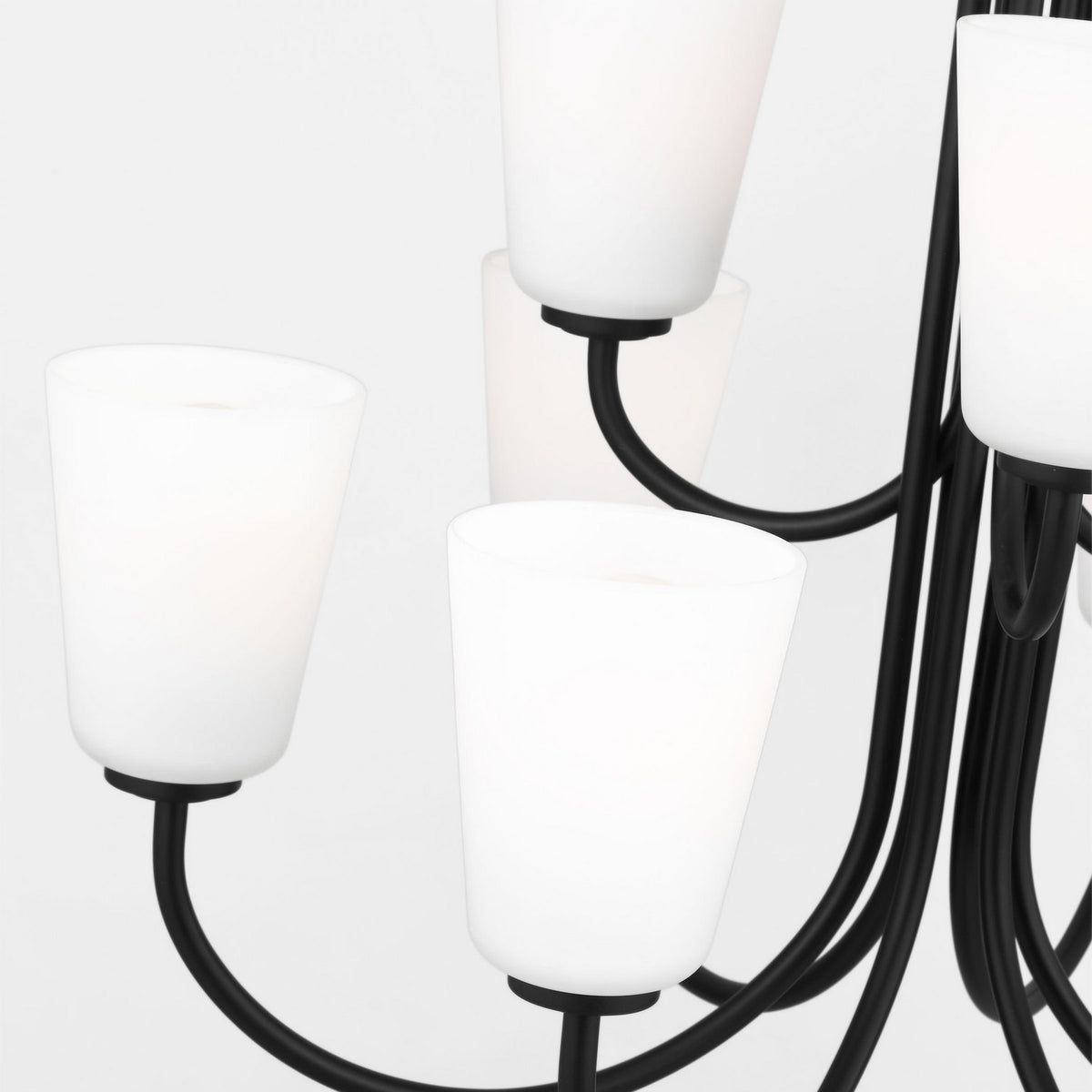 Miles Nine Light Chandelier — Etched white