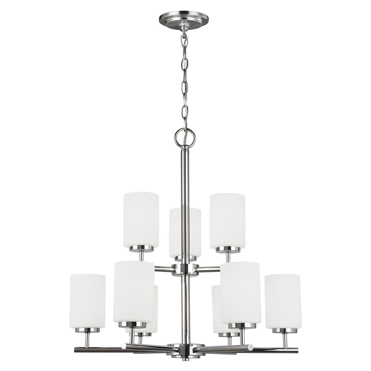 Oslo Nine Light Chandelier — Cased Opal Etched
