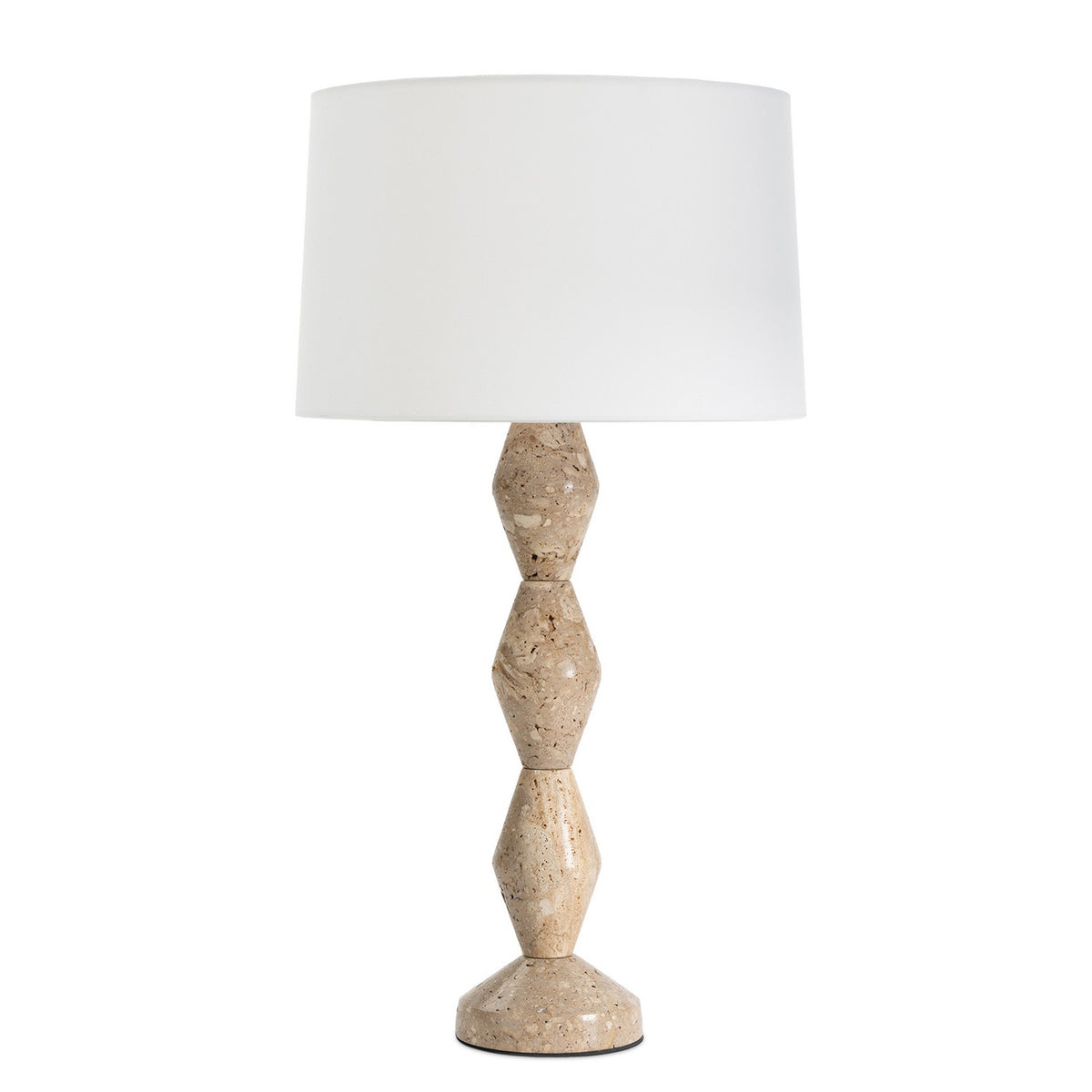 Crew Travertine Buffet Lamp (Natural Linen Shade)