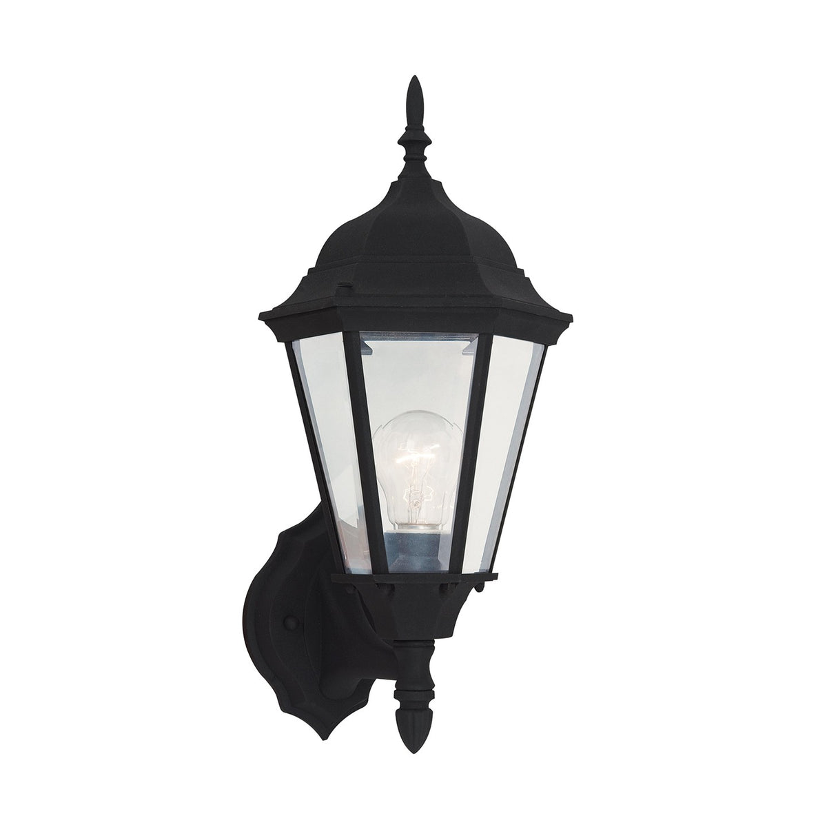 One Light Outdoor Wall Lantern — 17.00", Clear Beveled
