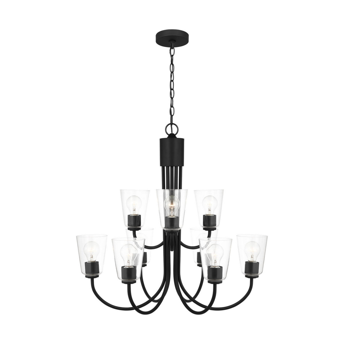 Miles Nine Light Chandelier — Clear