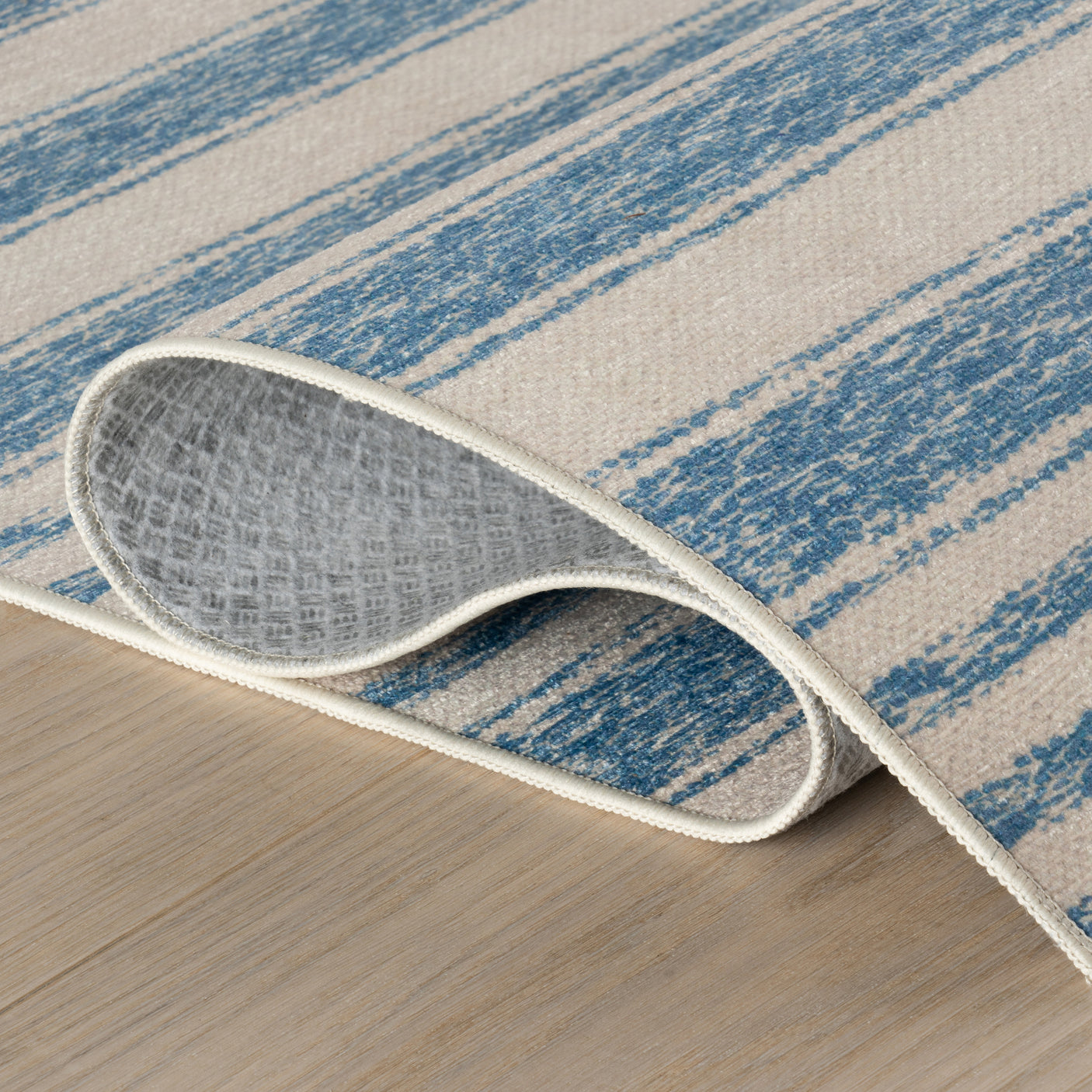 Vion Coastal Striped Machine Washable Rug