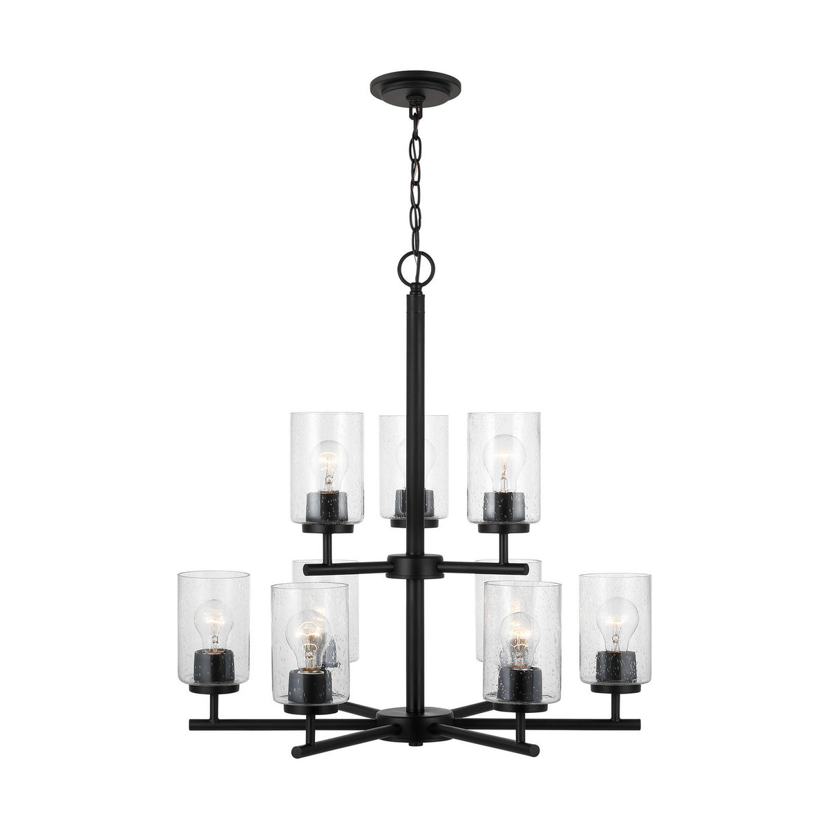 Oslo Nine Light Chandelier — Clear Seeded