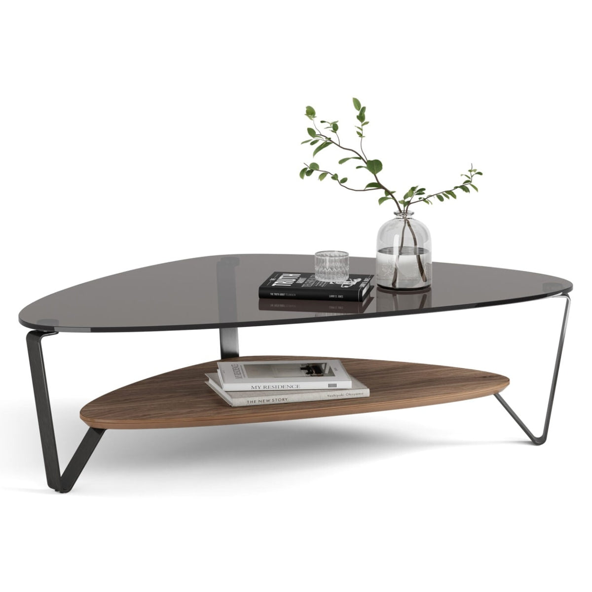 BDi Dino Coffee Table in Natural Walnut, on white, Large size