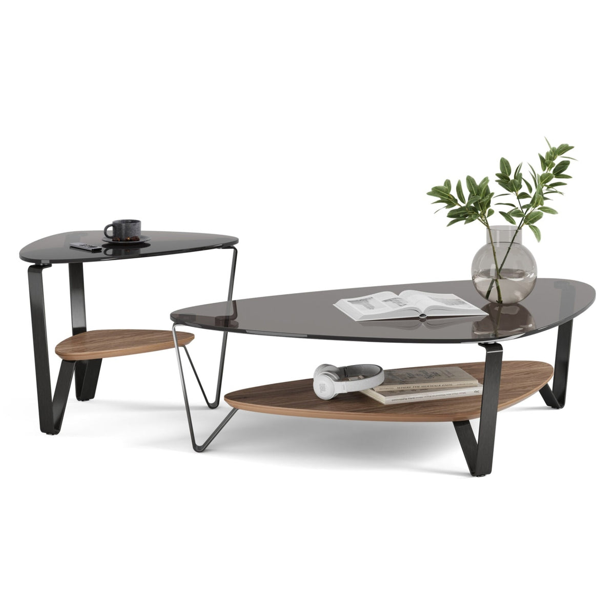 BDi Dino Coffee Table in Natural Walnut, on white, Large size