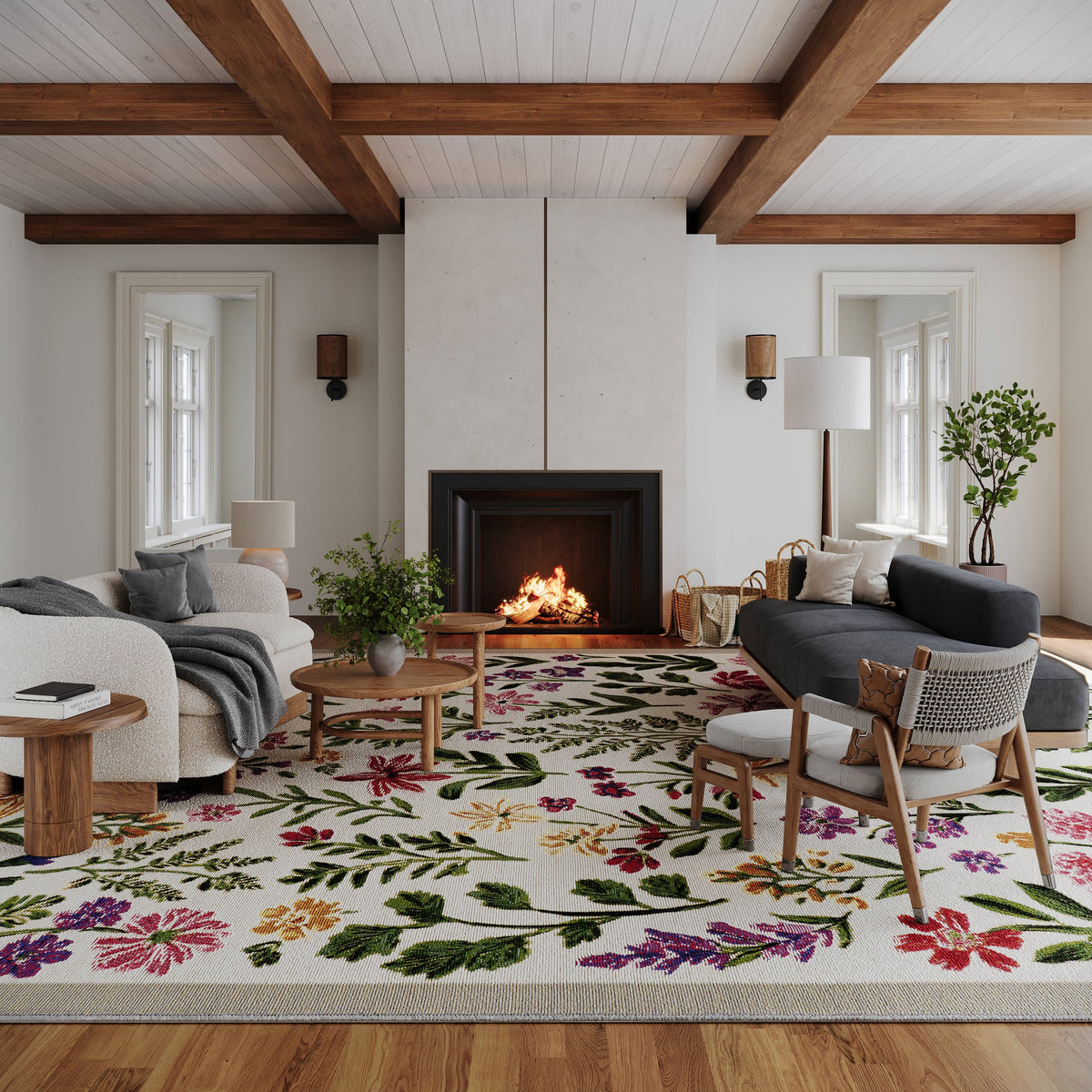Dash & Albert Duskan Floral Indoor/Outdoor Rug in Multicolour, photo 3