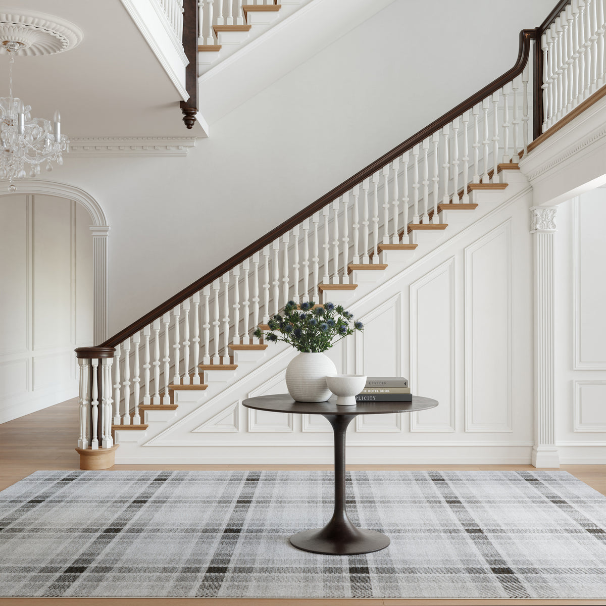 Andri Modern Plaid Machine Washable Rug