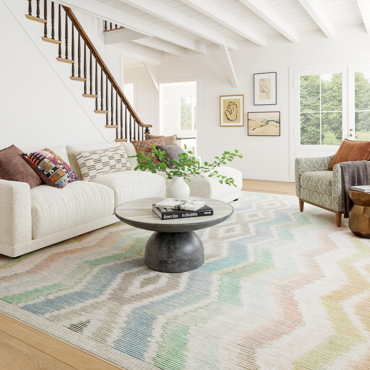 Zarek Novelty Chevron Machine Washable Rug