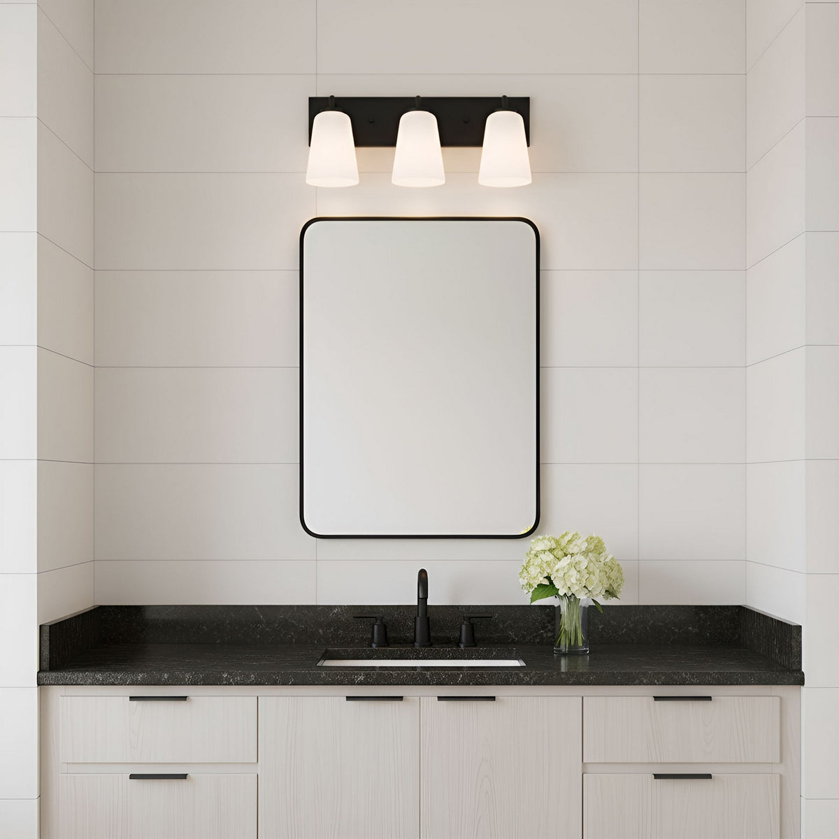 Miles Three Light Bath — Etched white glass