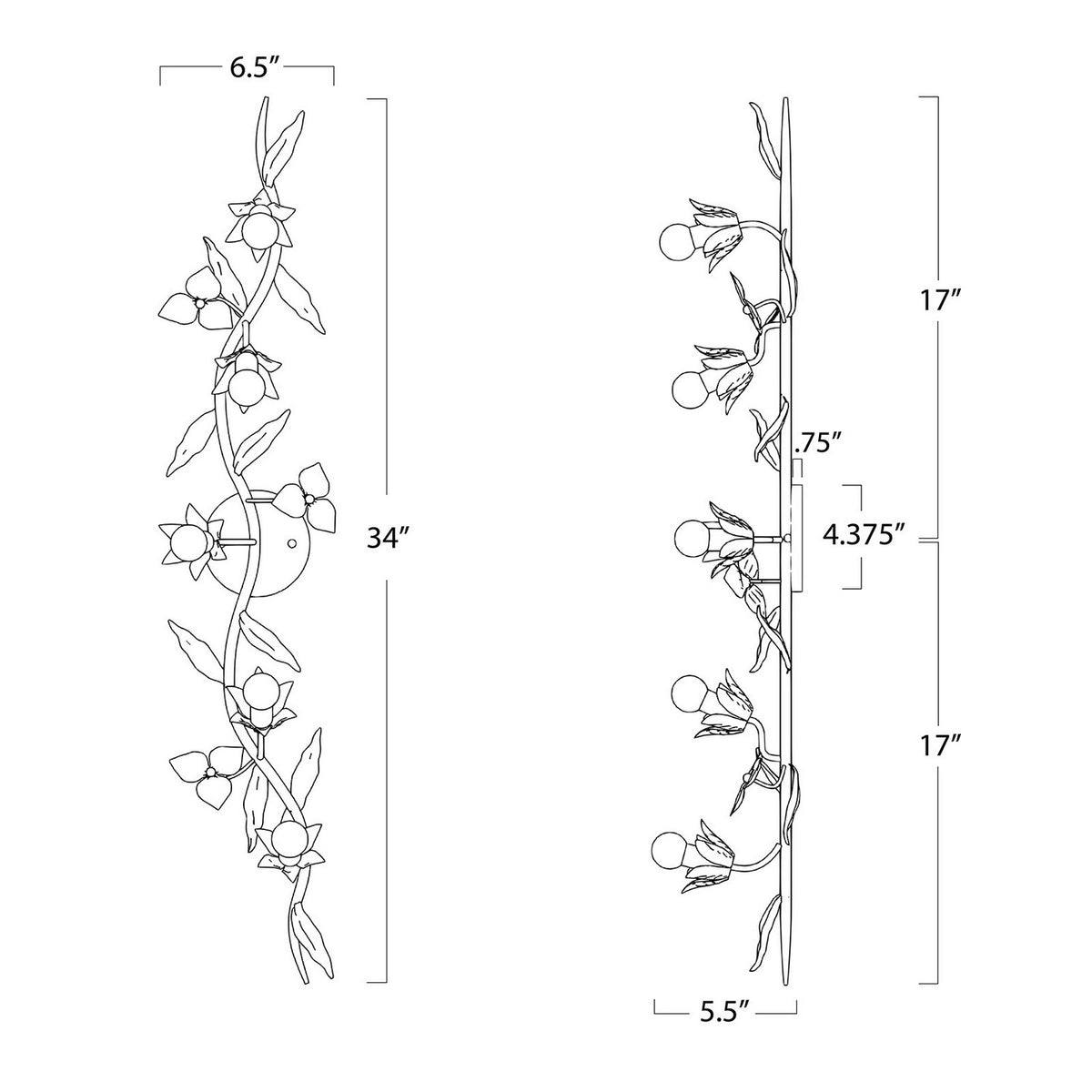 Trillium Five Light Wall Sconce