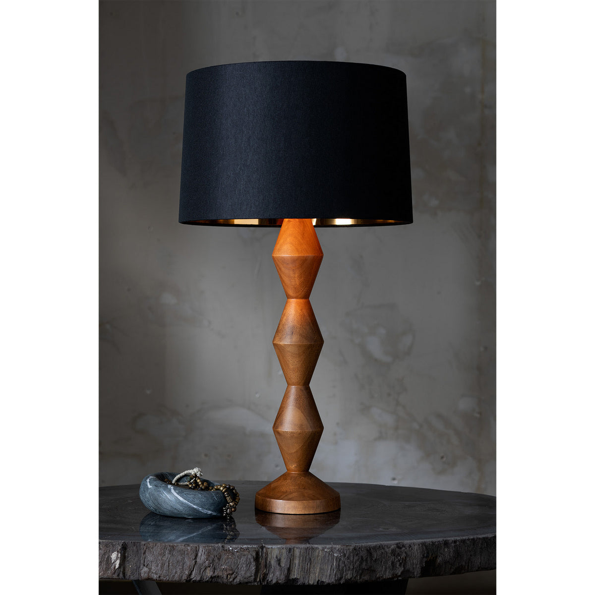 Crew Walnut Buffet Lamp (Black Shade)