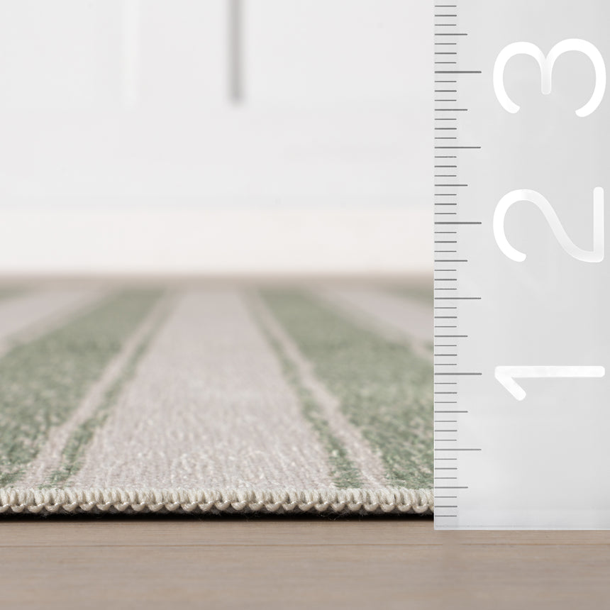 Xaren Coastal Striped Machine Washable Rug