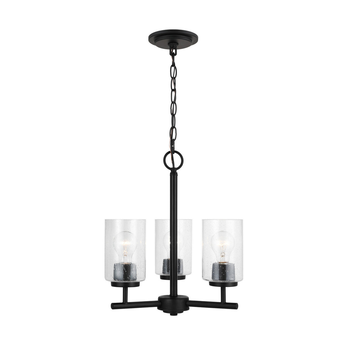 Oslo Three Light Chandelier — Clear Seeded