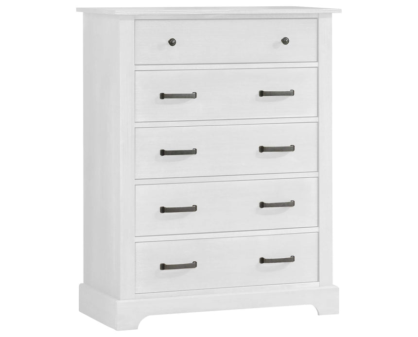 White Brushed Oak | Emerson 5 Drawer Dresser | Valley Ridge Furniture