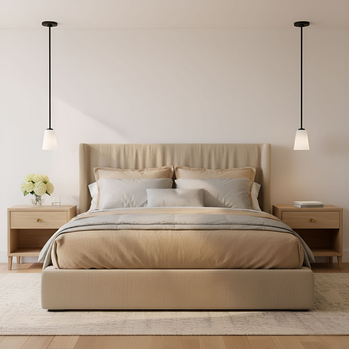 Miles One Light Pendant — Etched white glass