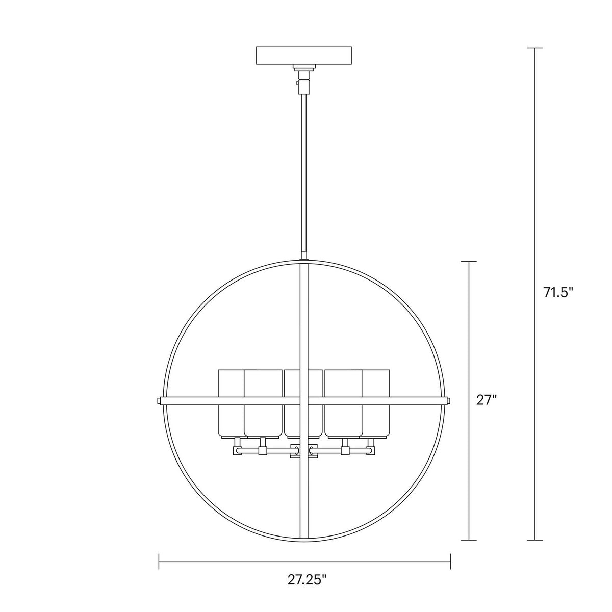 Alturas 5-Light Chandelier — Etched / White Inside