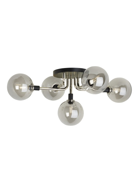 Viaggio Five Light Flush Mount — Smoke