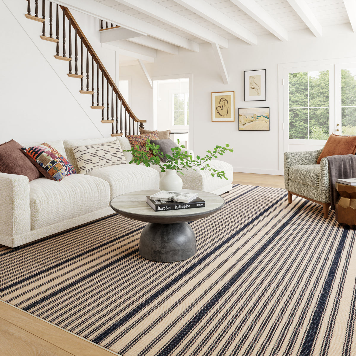 Axiom Coastal Striped Machine Washable Rug