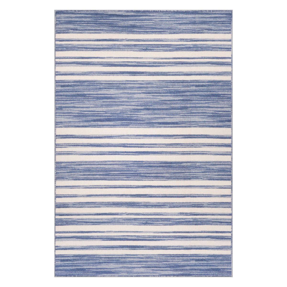 Dash & Albert Ilae Coastal Striped Washable Rug in Blue, on white