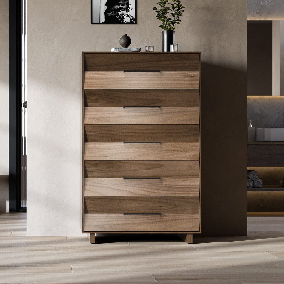 BDi KAVA 5-Drawer Chest in Natural Walnut, in a room setting