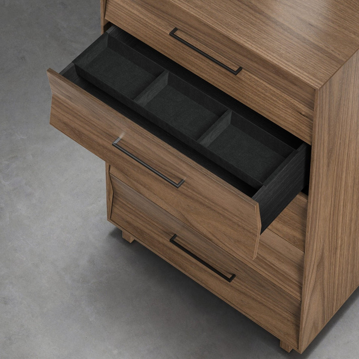 BDi KAVA 5-Drawer Chest in Natural Walnut, in a room setting