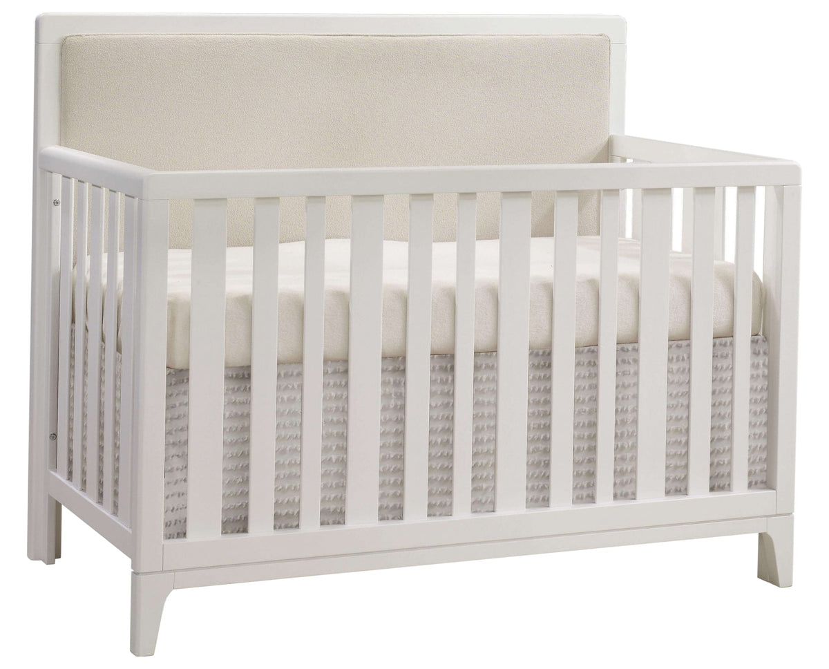 White Oak with Talc Fabric | Kyoto Convertible Crib w/Talc Upholstered Headboard Panel | Valley Ridge Furniture