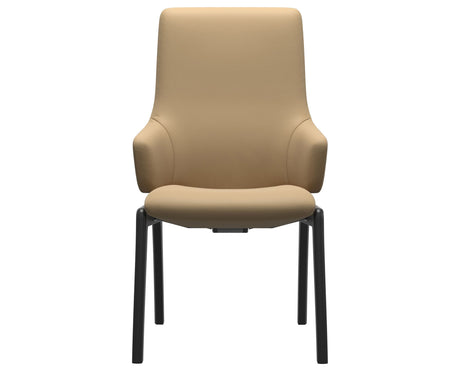 Laurel | High Back Dining Chair with D100 Vertical Legs with Arms