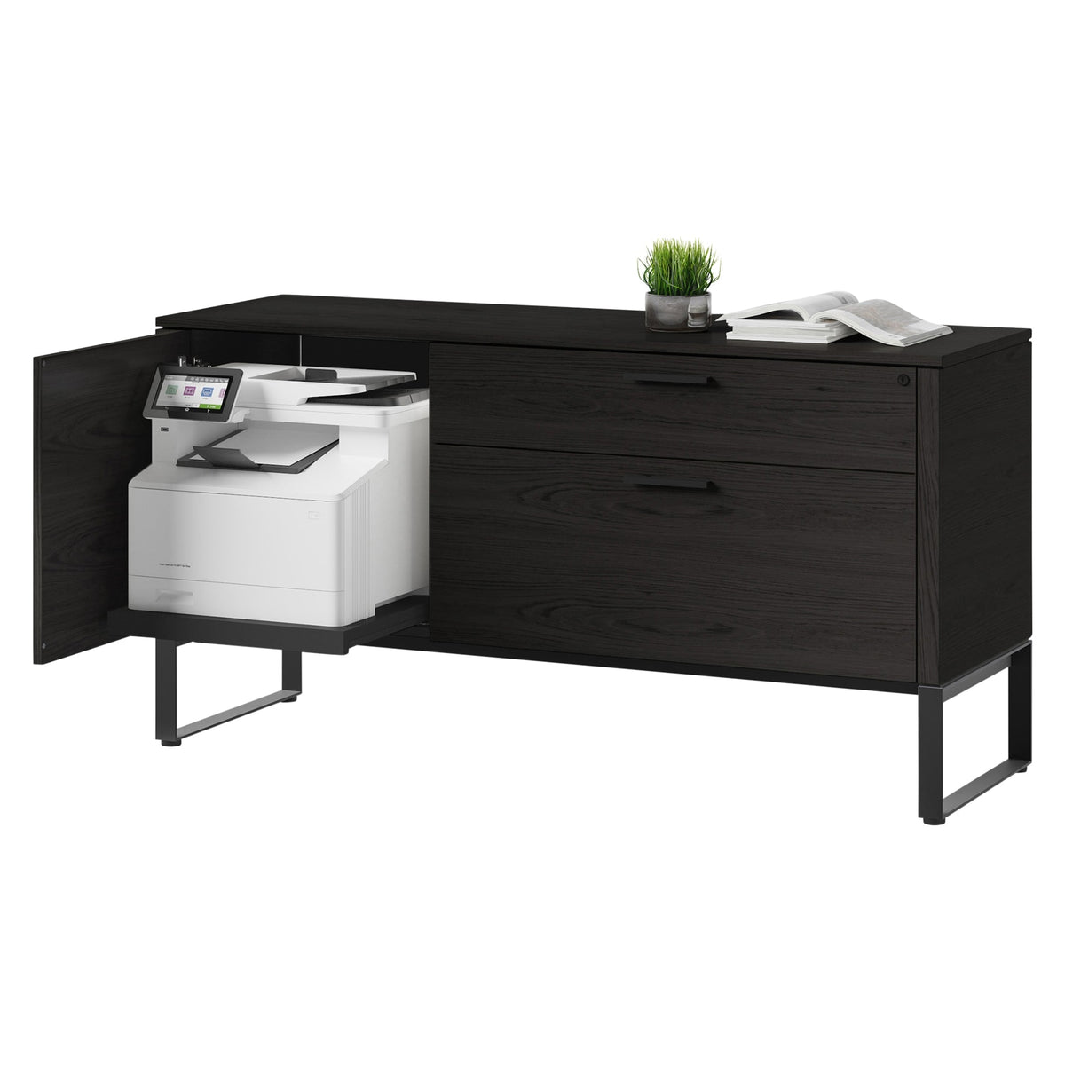 BDi Linea 6220 Multi Function Cabinet in Charcoal Stained Ash, on white