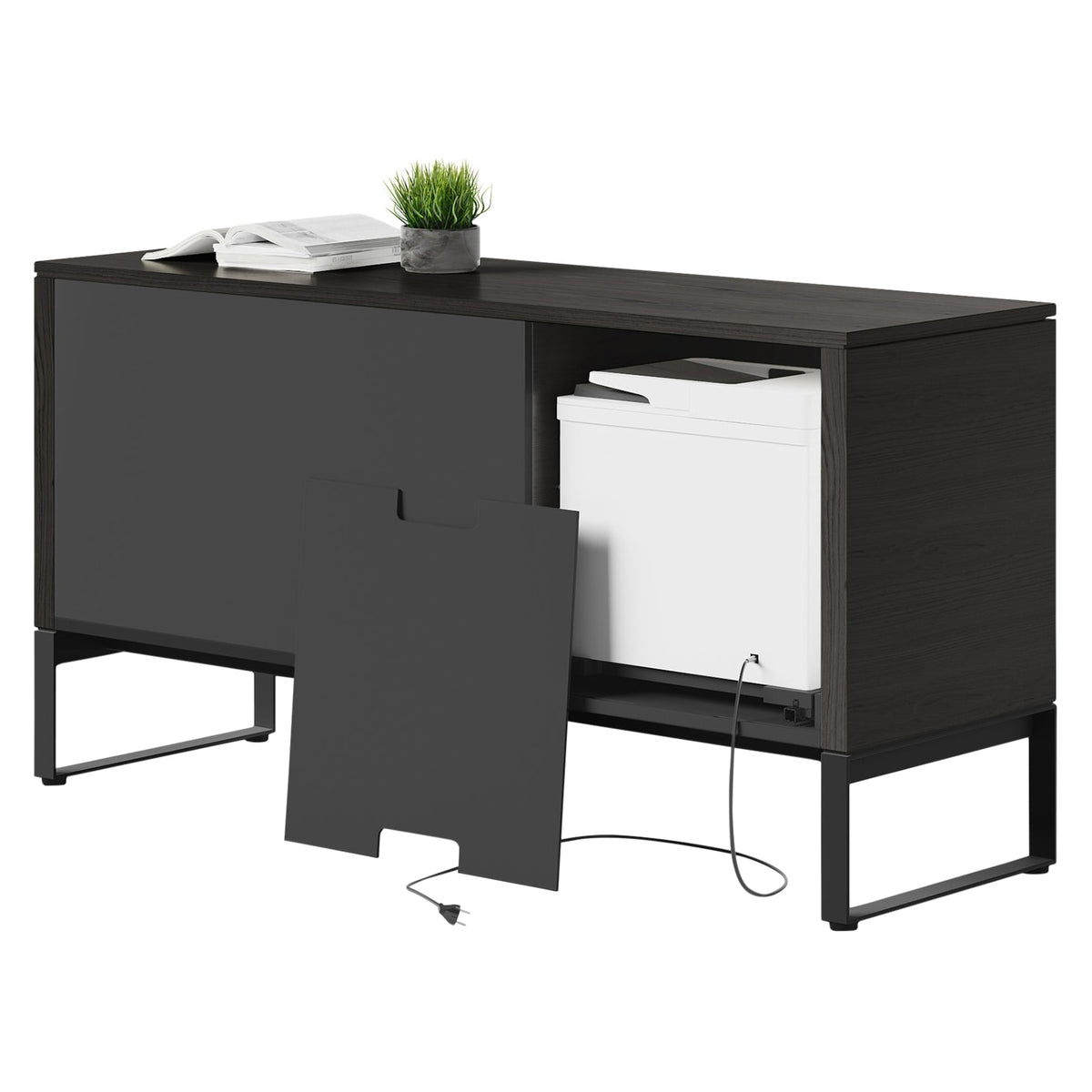 BDi Linea 6220 Multi Function Cabinet in Charcoal Stained Ash, on white