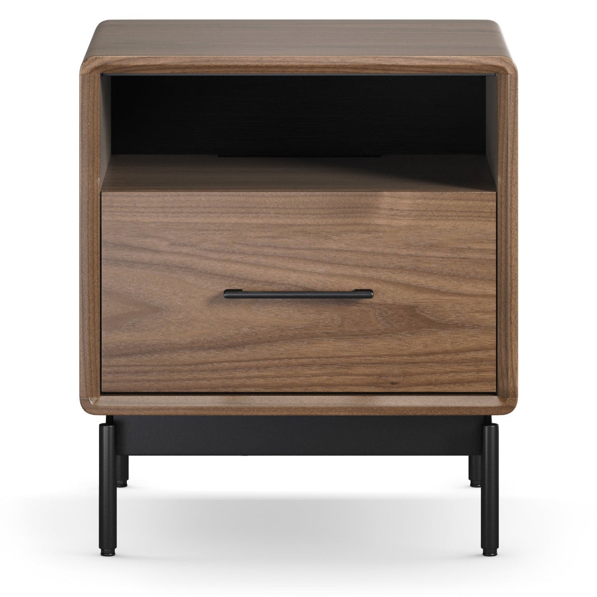 BDi Linq Nightstand in Natural Walnut, 22-inch, front view, on white
