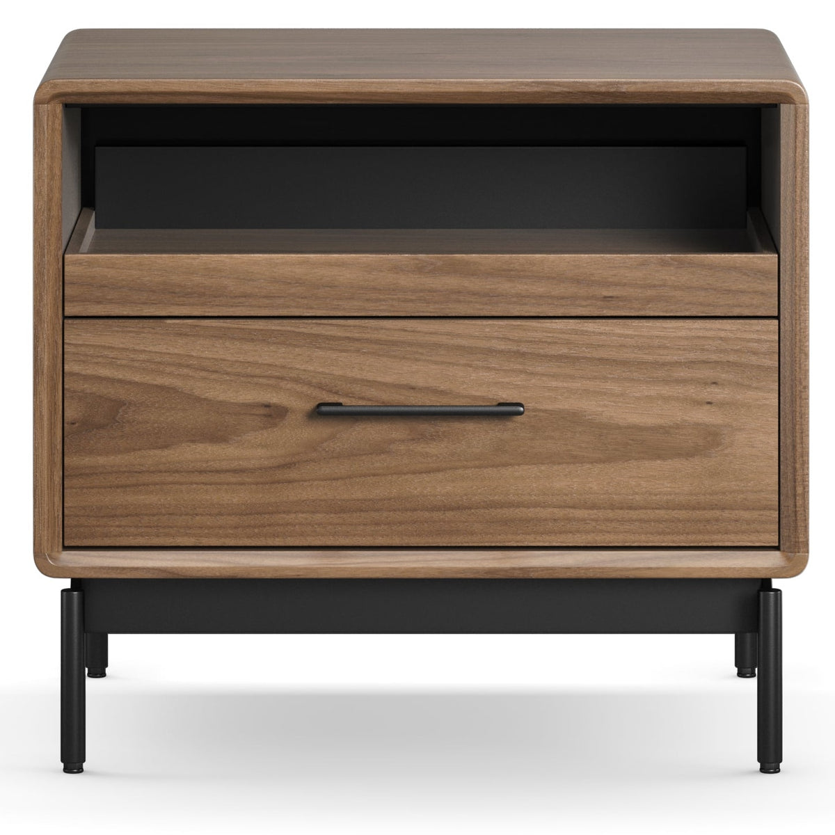 BDi Linq Nightstand in Natural Walnut, 28-inch, front view, on white