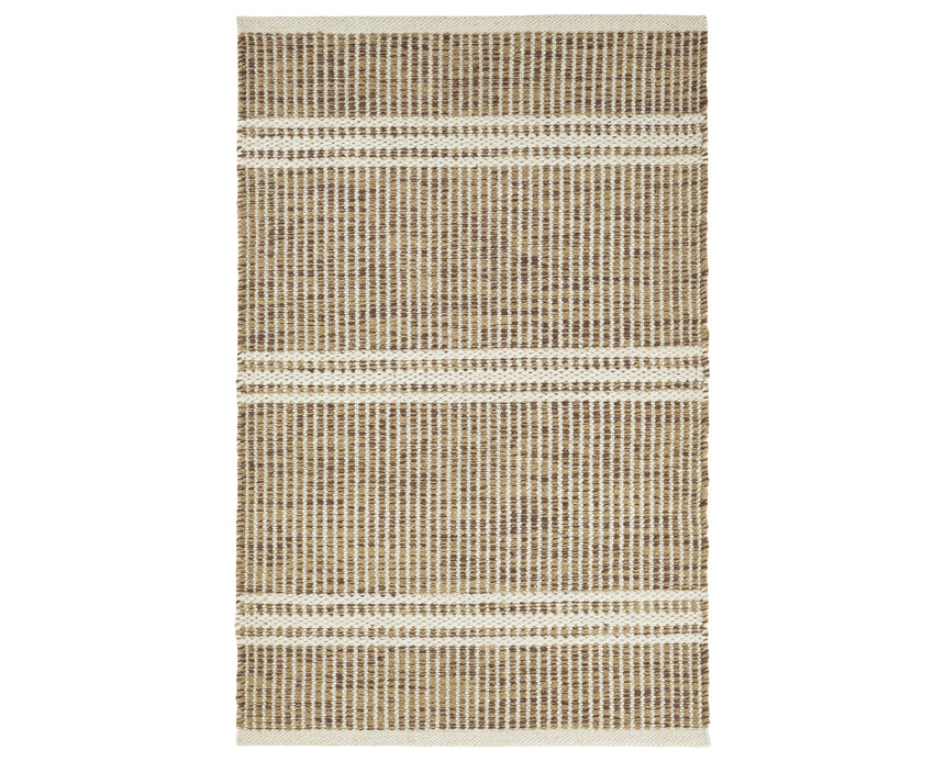 Rug with a Malta Handwoven pattern on a plain background