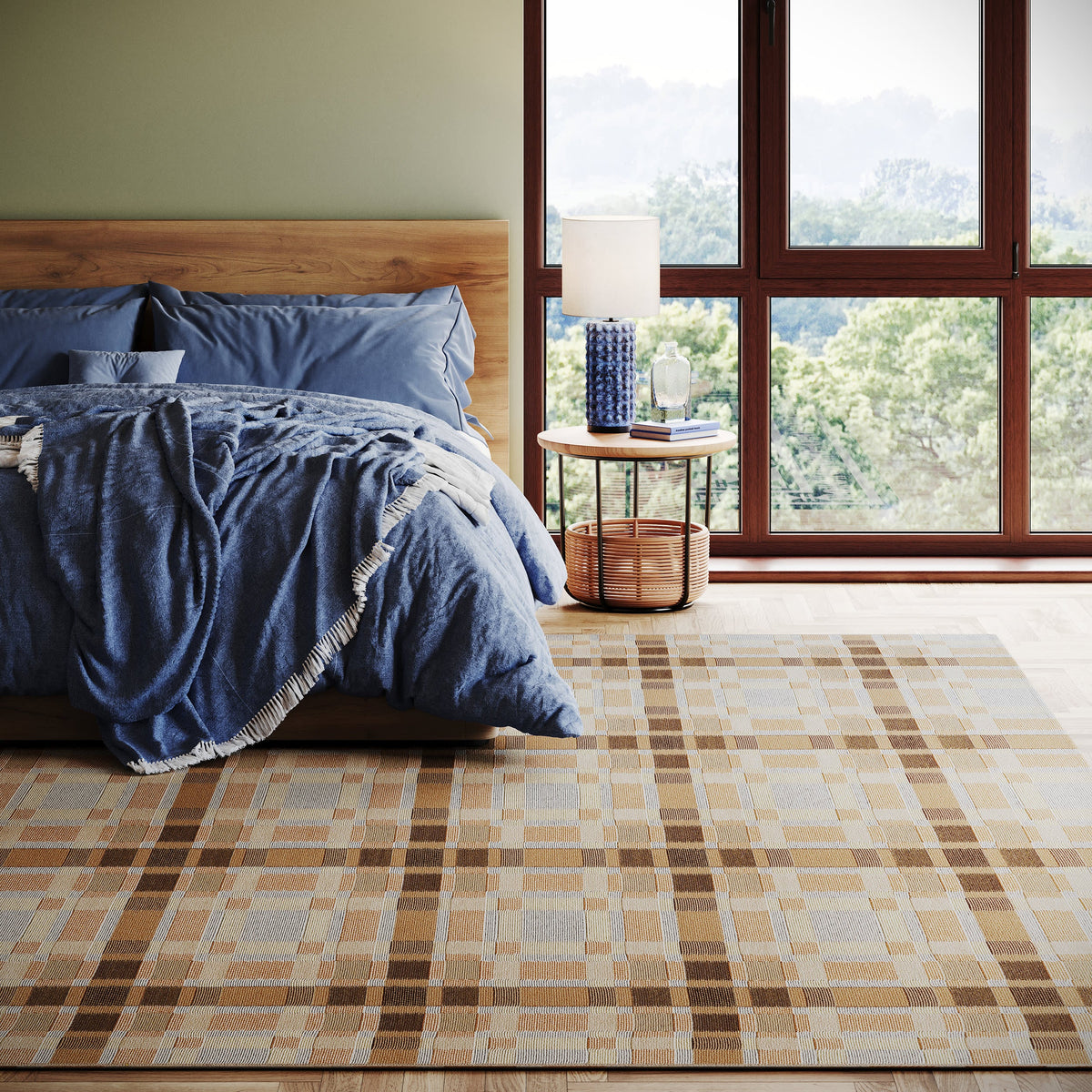 Dash & Albert Mesael Modern Plaid Indoor Rug in Tan, photo 2