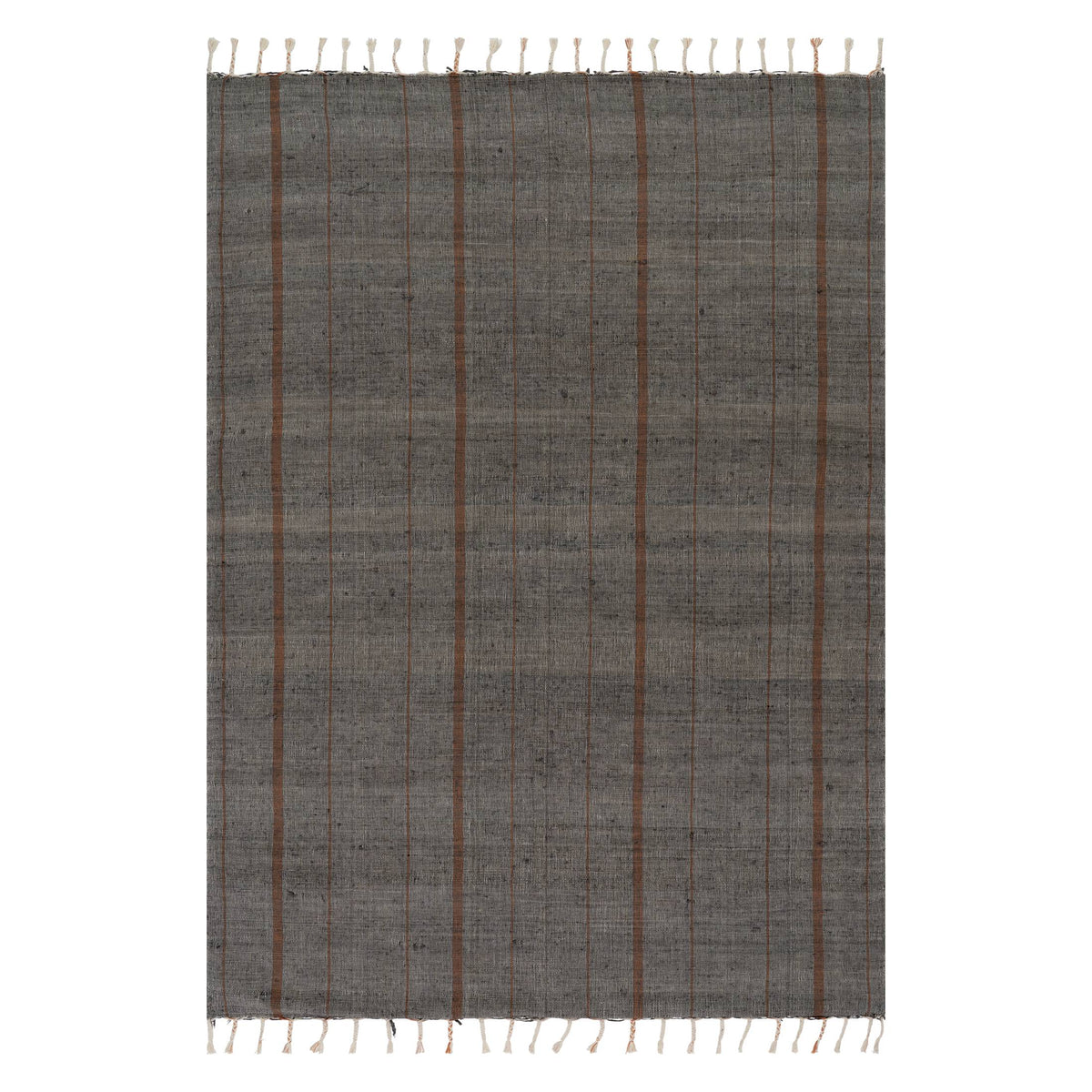 Dash & Albert Nare Striped Handmade Cotton Rug in Grey, on white