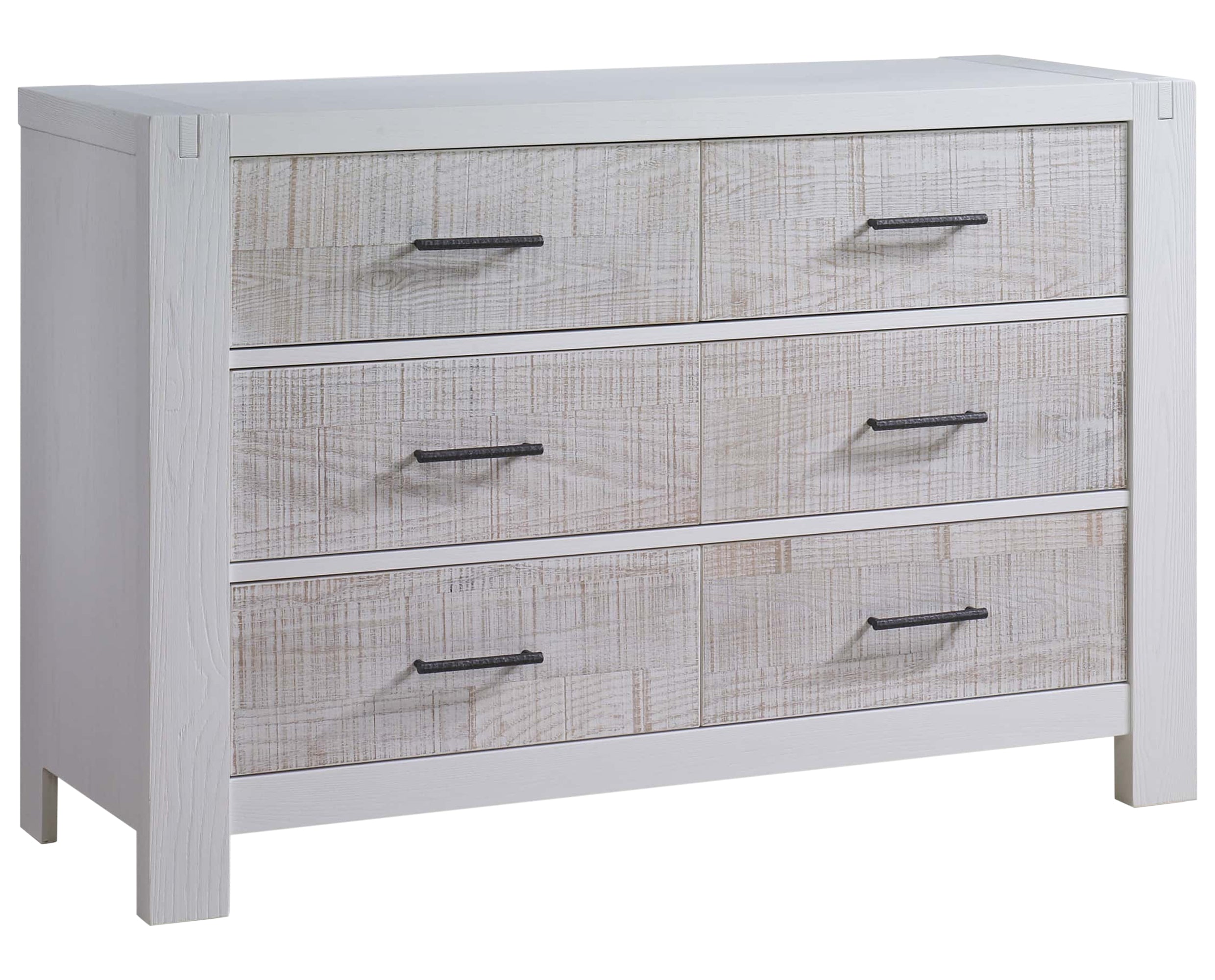 White Brushed Oak with White Bark Oak | Rustico Moderno Double Dresser | Valley Ridge Furniture