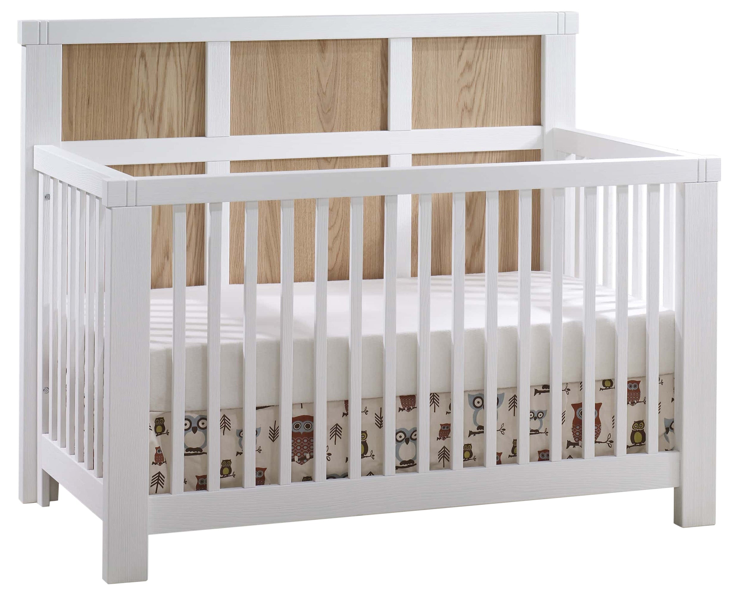 White Brushed Oak with Natural Oak | Rustico Moderno 5-in-1 Convertible Crib Valley Ridge Furniture
