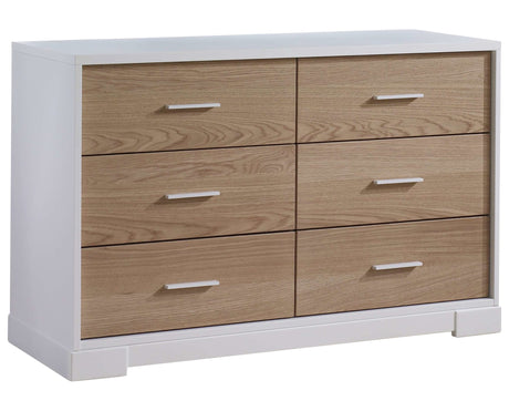 White Birch with Natural Oak Veneer | Vibe Double Dresser | Valley Ridge Furniture