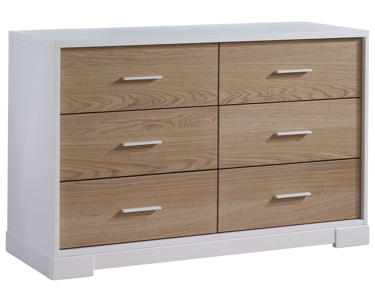White Birch with Natural Oak Veneer | Vibe Double Dresser | Valley Ridge Furniture