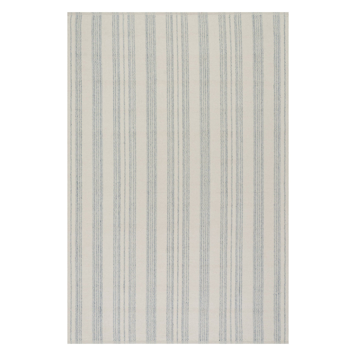 Dash & Albert Nexel Striped Farmhouse Rug in Blue, on white