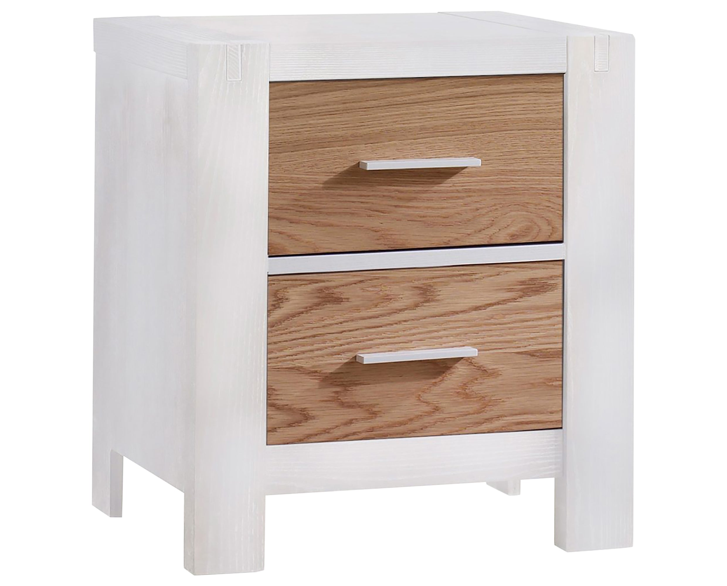 White Brushed Oak with Natural Oak | Rustico Moderno Nightstand | Valley Ridge Furniture