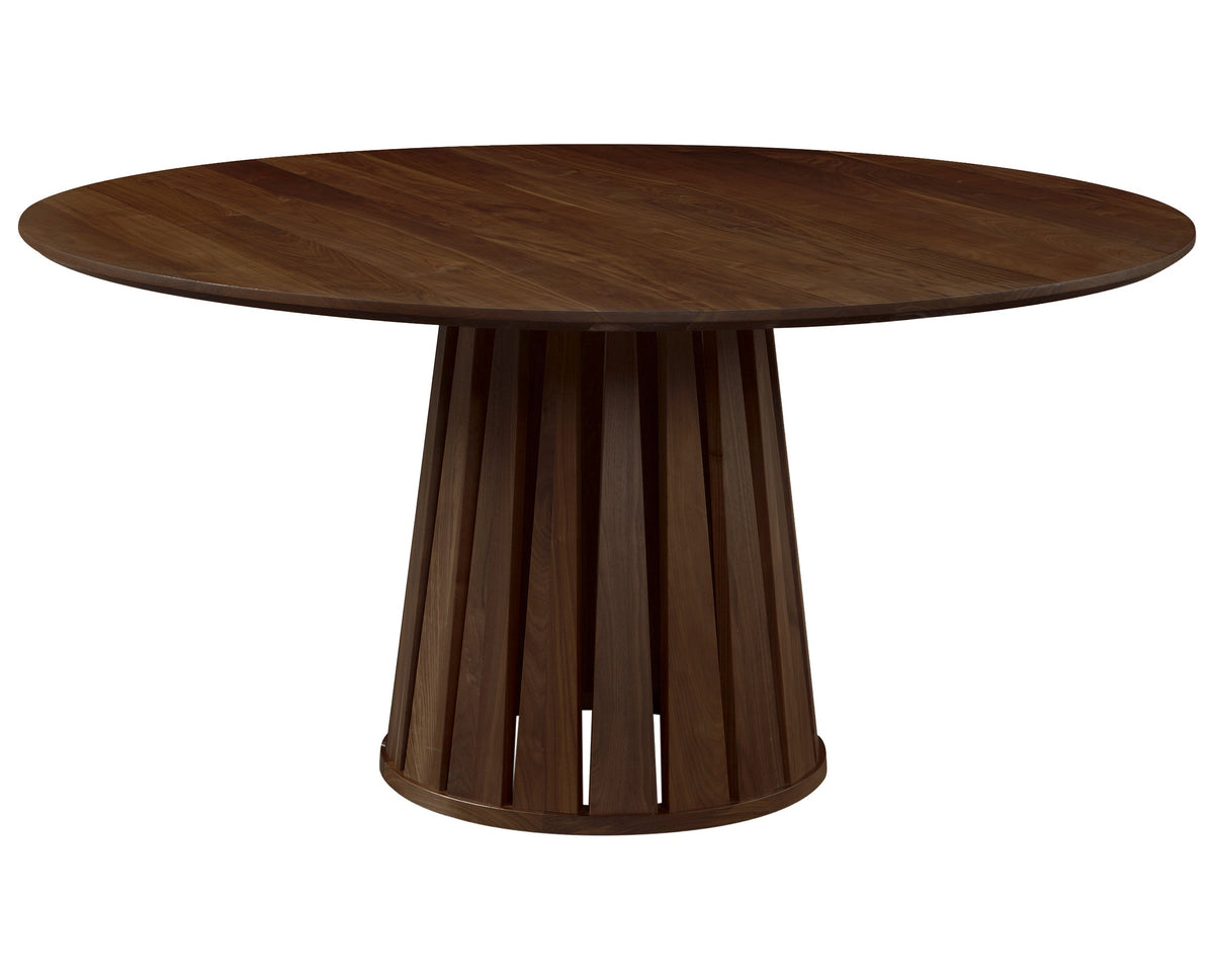 West Bros Phase 60" Round Pedestal Table in 80 Walnut, on white
