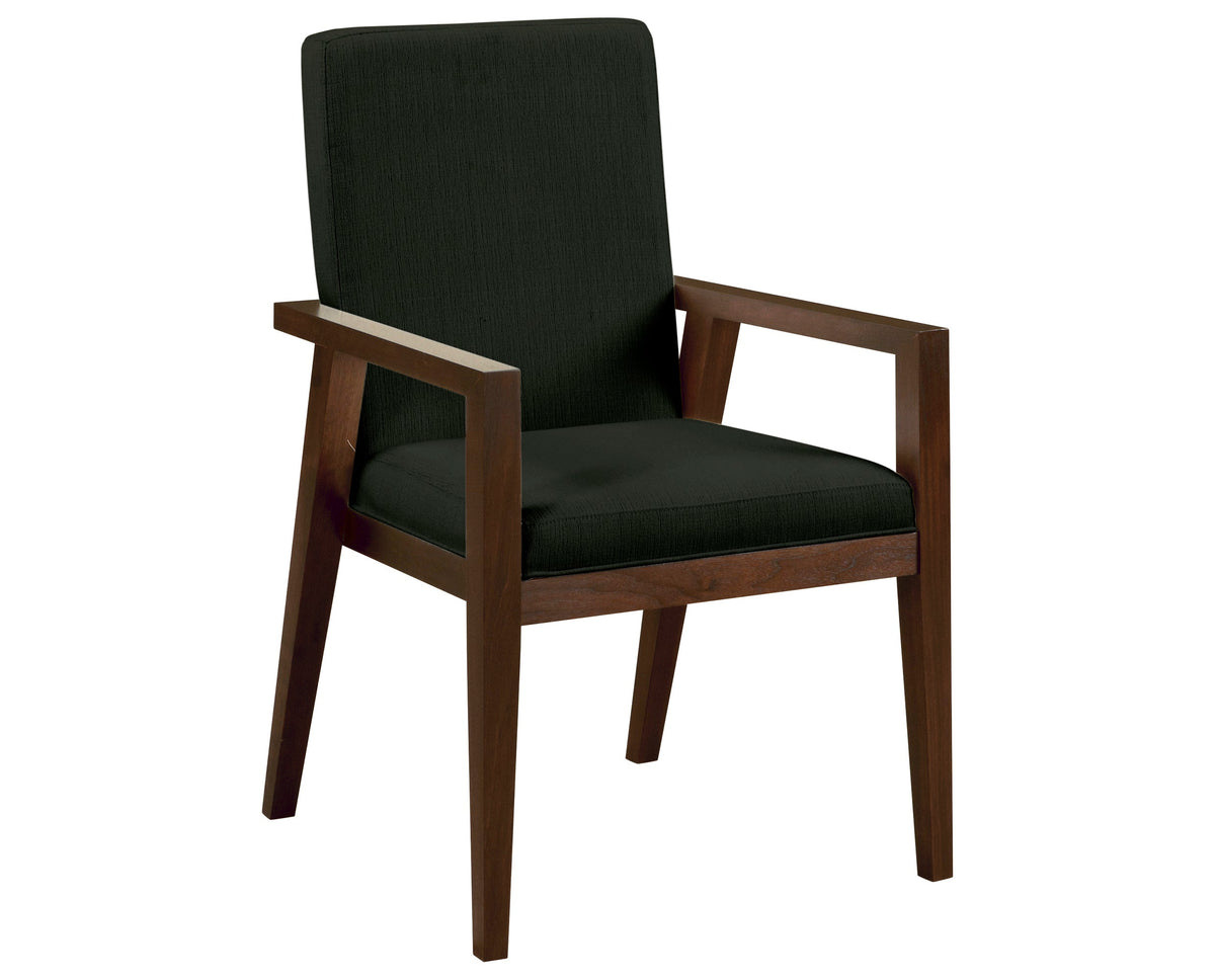 West Bros Phase Parson Style Arm Chair in 80 Walnut, with Ballad 059 upholstery, on white