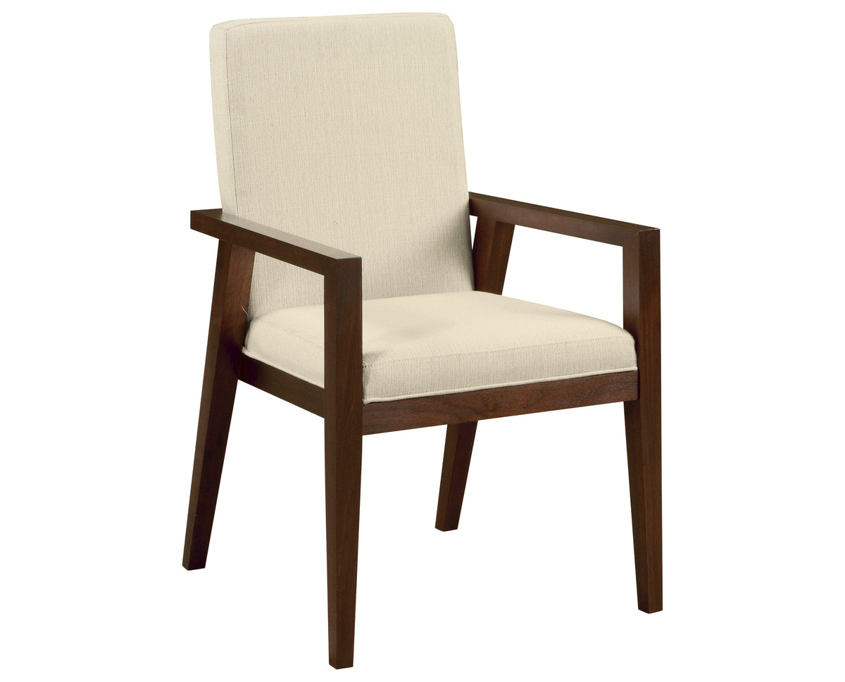 West Bros Phase Parson Style Arm Chair in 80 Walnut, with Neil 010 upholstery, on white
