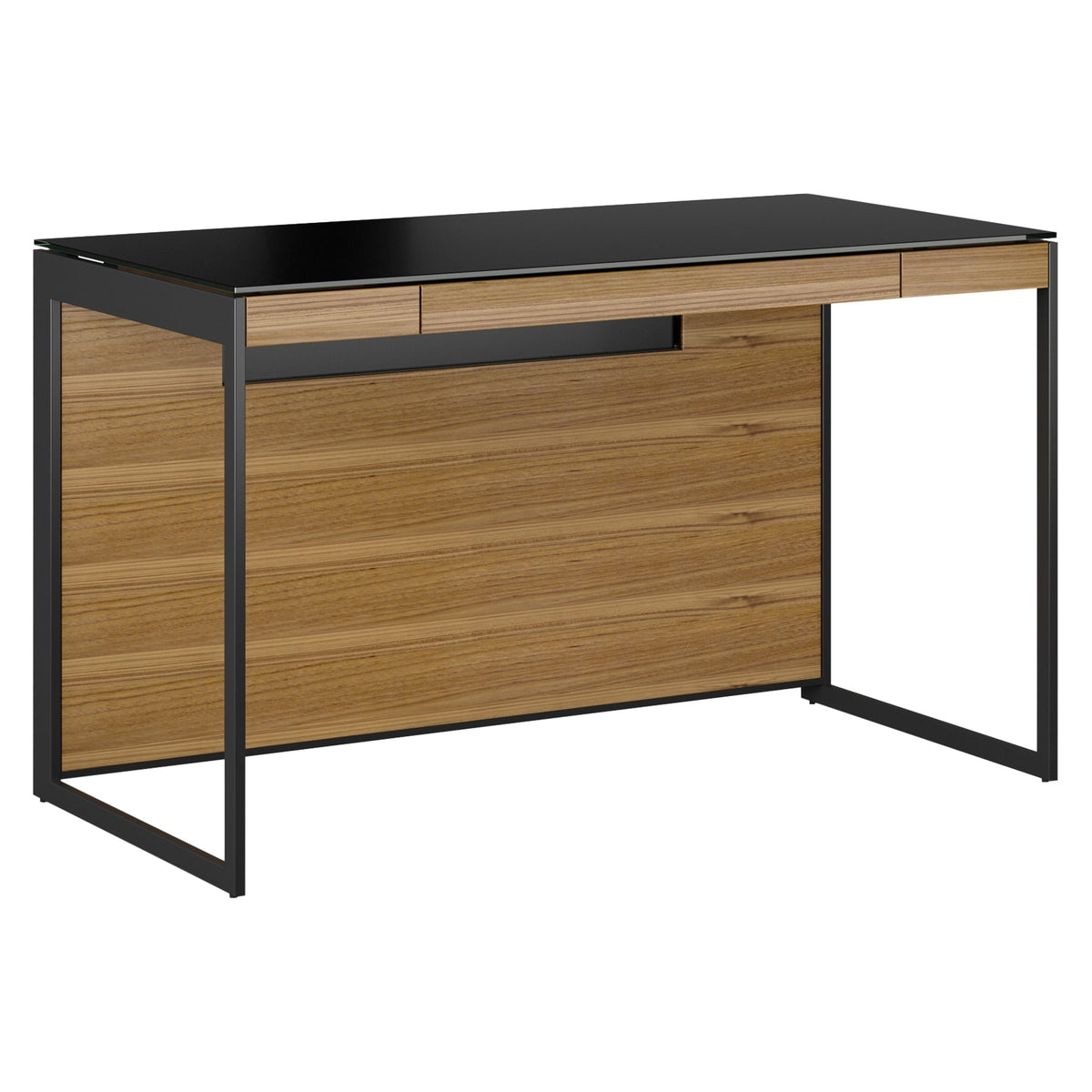 BDi Sequel 20 6103 Compact Laptop Desk in Natural Walnut, on white, Black frame colour