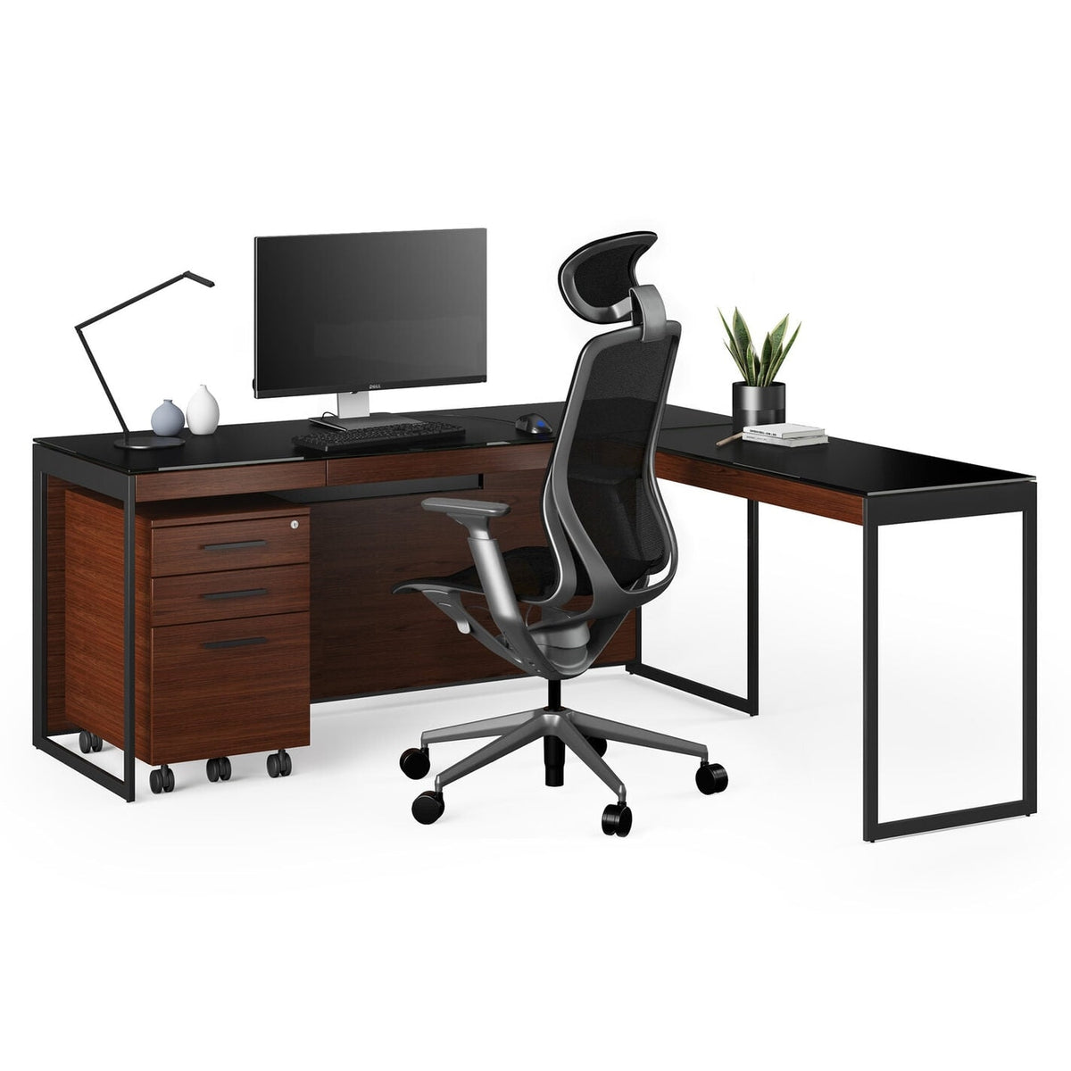 BDi Sequel 20 6107 Mobile File Cabinet in Chocolate Stained Walnut, on white