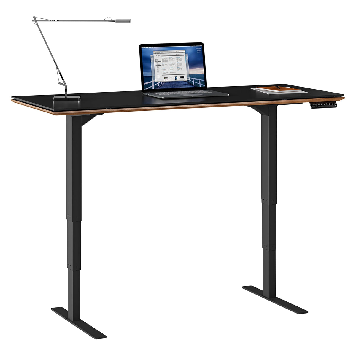 BDi Sequel 20 Sit + Stand Desk in Natural Walnut, on white