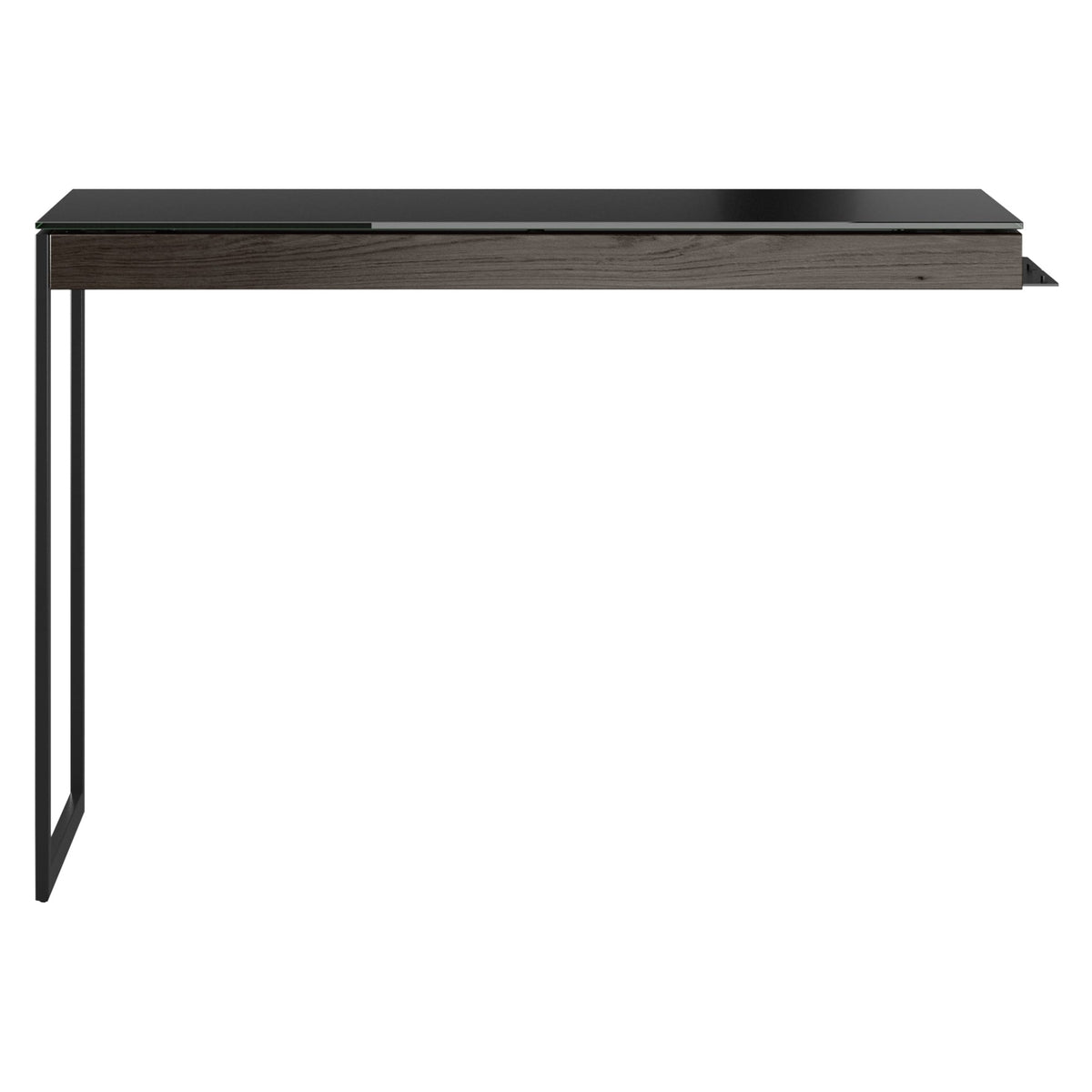 BDi Sequel 20 6112 Desk Extension in Charcoal Stained Ash, on white, Black metal colour