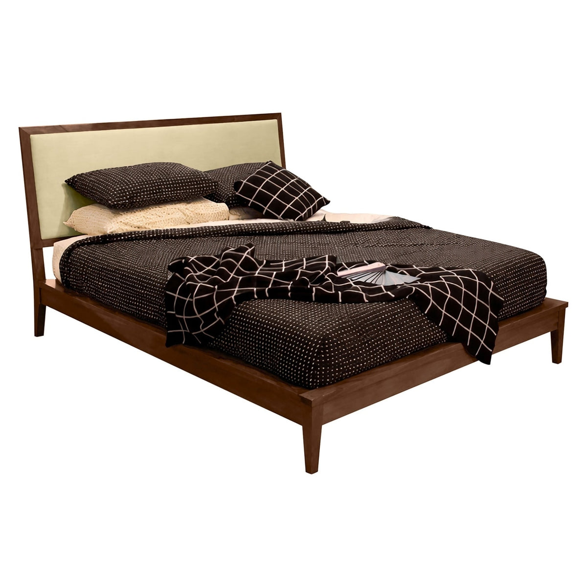 West Bros Serra Platform Bed in 80 Walnut, with the Neil 020 headboard, on white