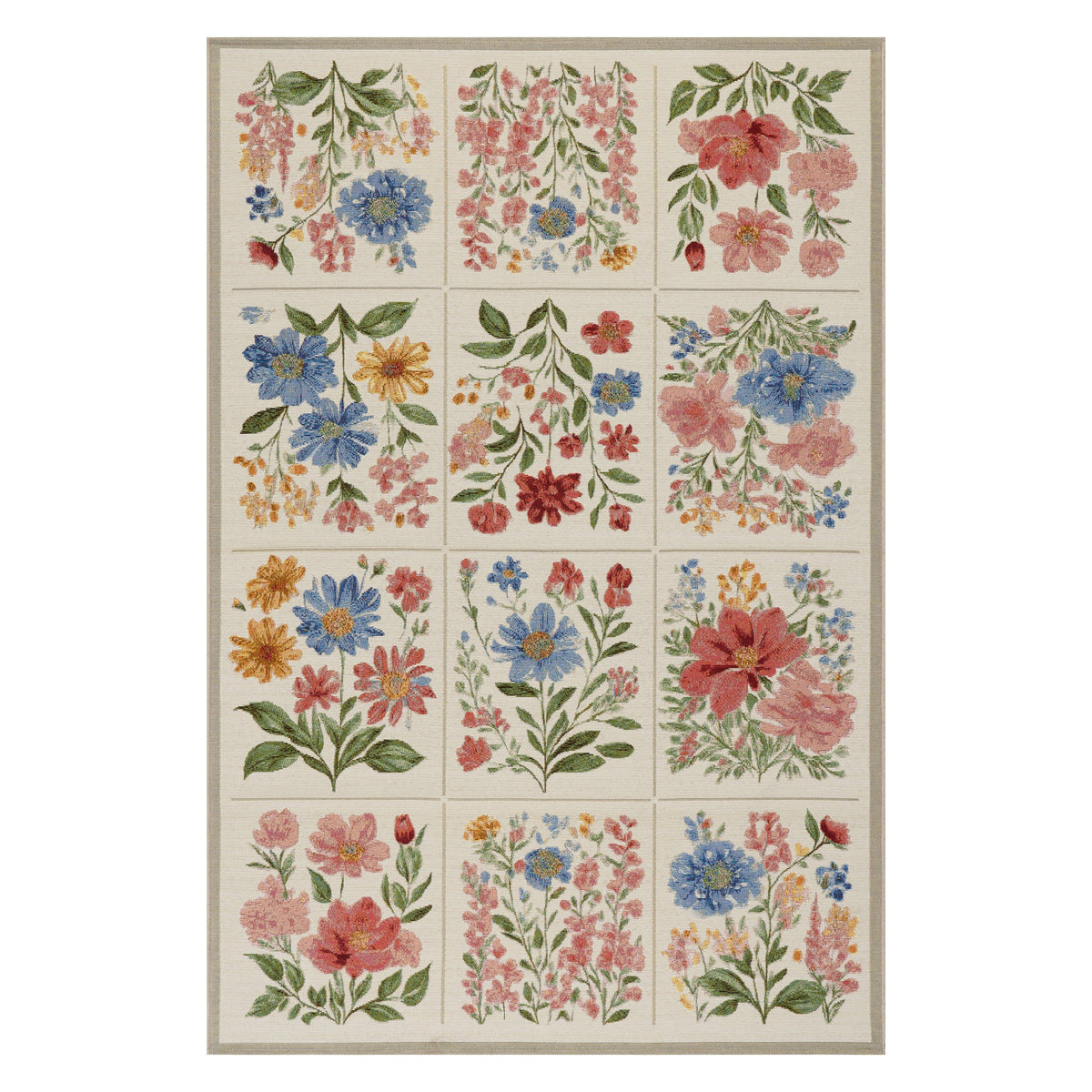 Dash & Albert Solari Floral Indoor/Outdoor Rug in Multicolour, on white