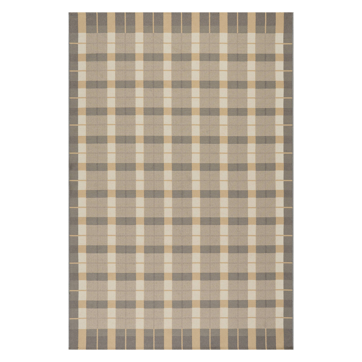 Dash & Albert Sundara Modern Plaid Indoor/Outdoor Rug in Grey Multi, on white